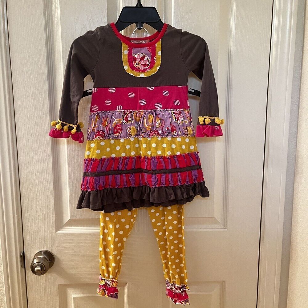 Jelly the Pug Polly Plum Princess Knit Dress and Leggings Set Girls Size 3T